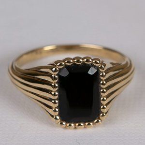 Mejuri Jenna Lyons Onyx Signet Pinky Ring, gold vermeil, size 8